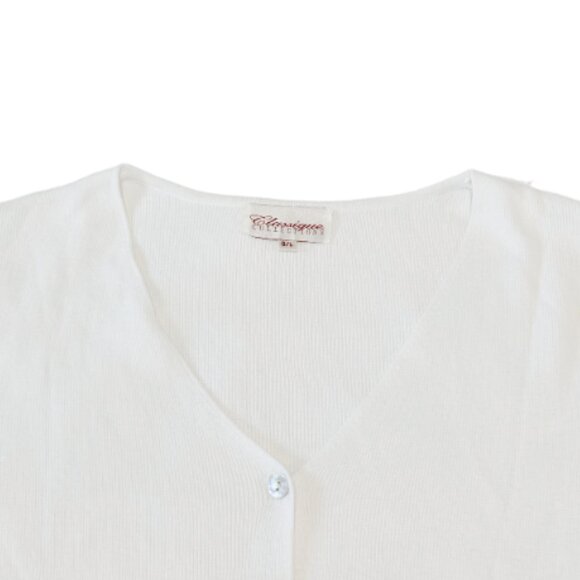 Classic Collections Women's Vintage White Button-Up V-Neck Sweater Size Large - Picture 3 of 6
